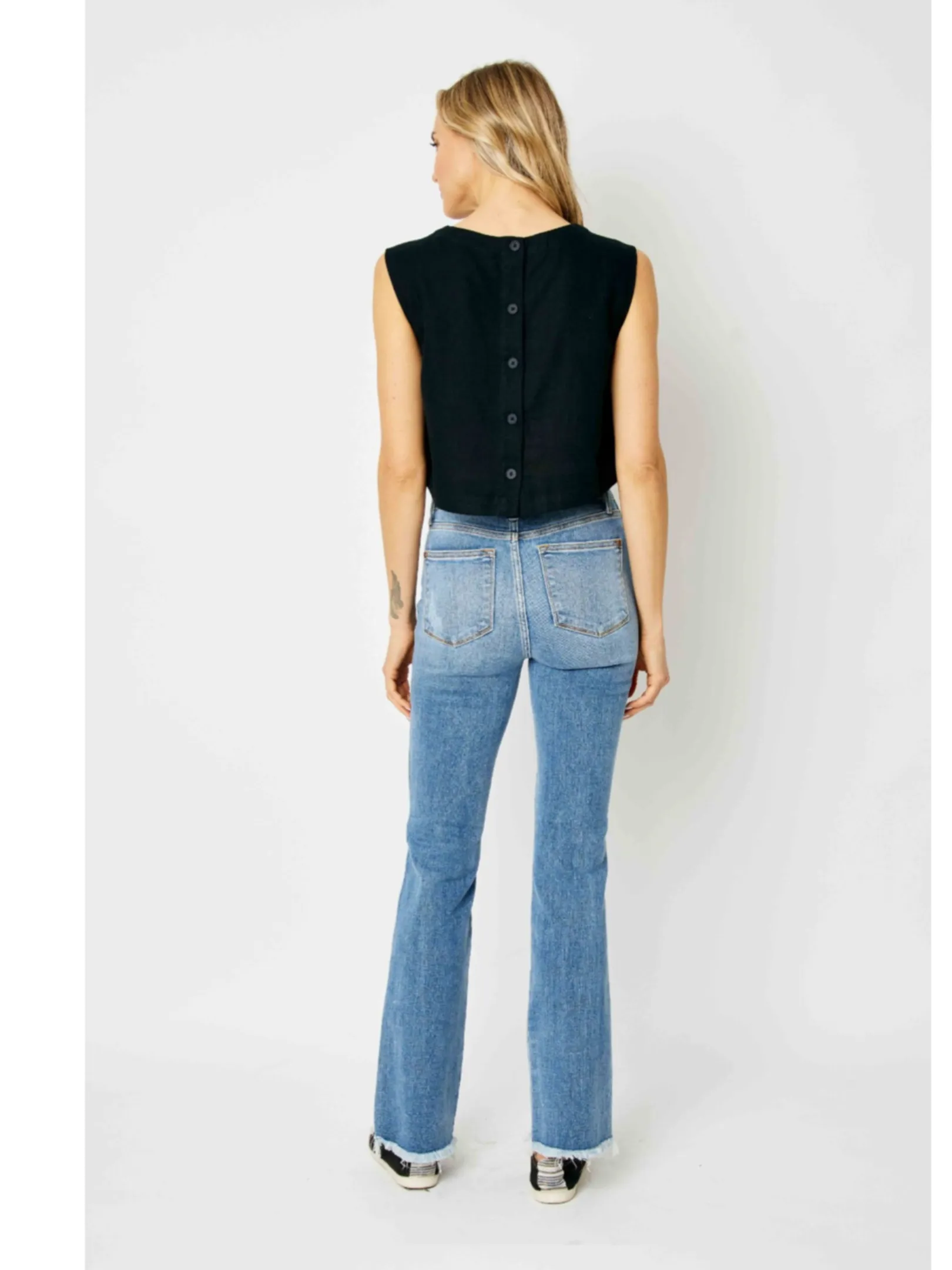 JUDY BLUE HIGH WAIST DESTROY FRAY HEM BOOTCUT