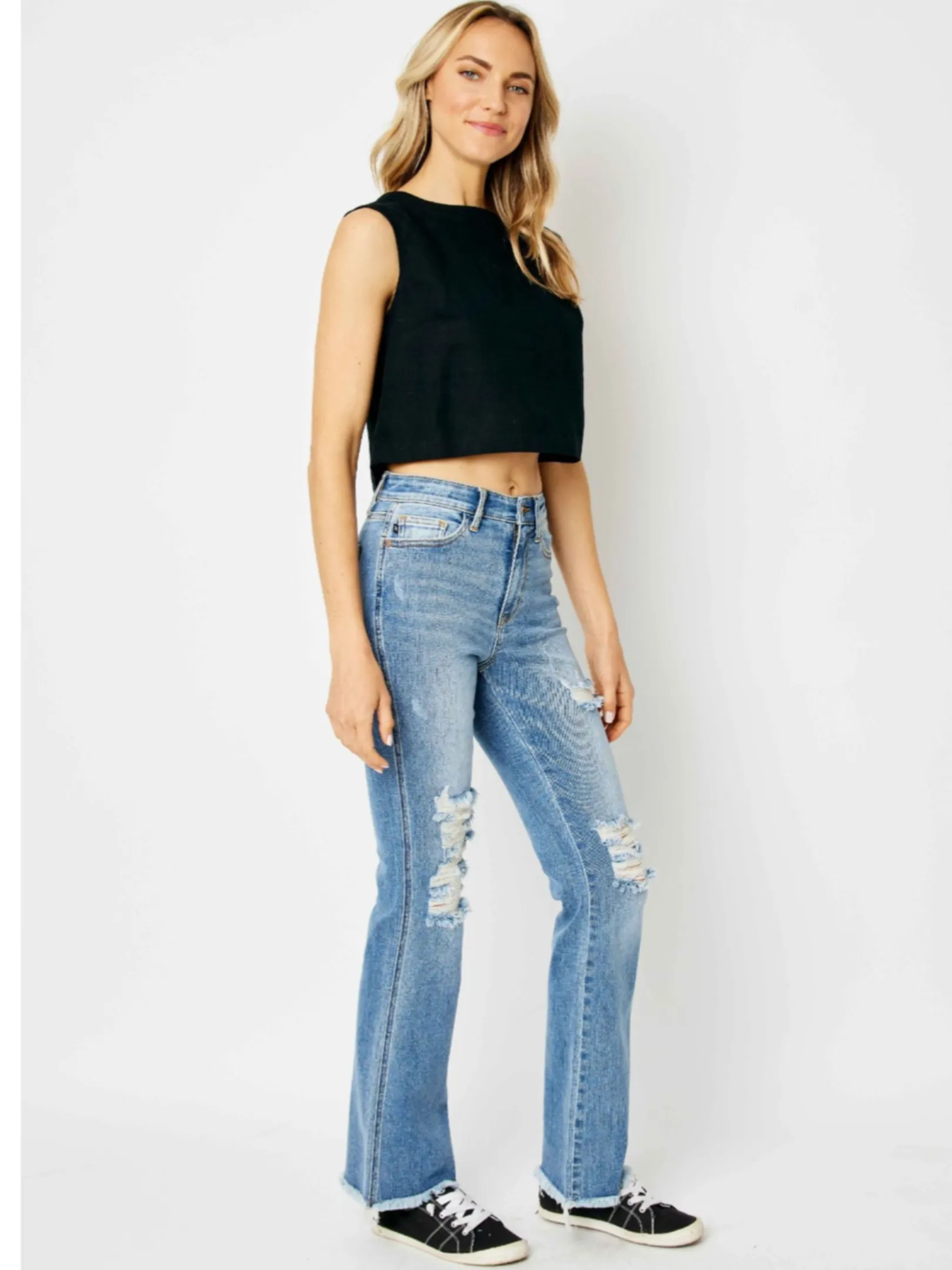 JUDY BLUE HIGH WAIST DESTROY FRAY HEM BOOTCUT