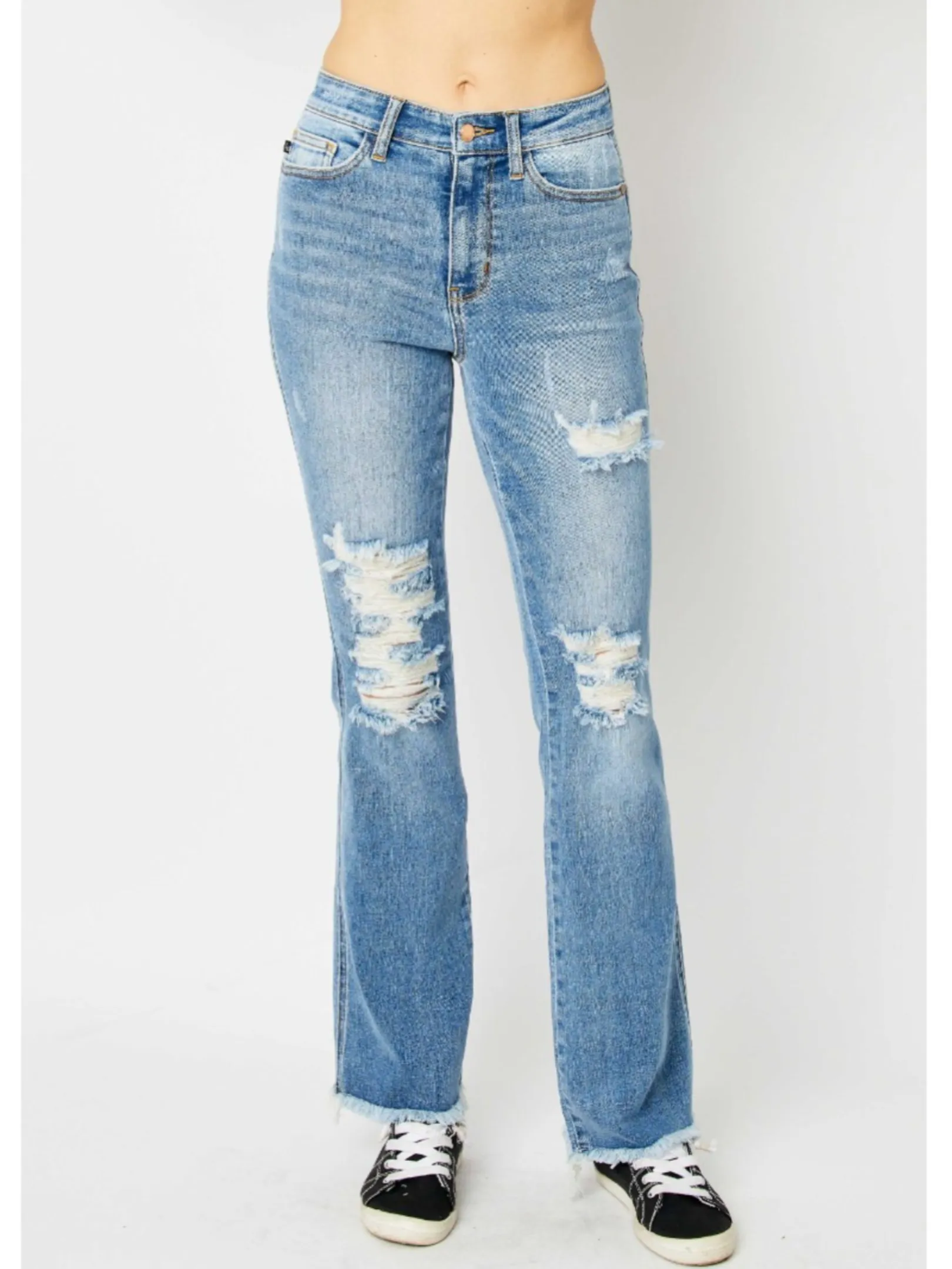 JUDY BLUE HIGH WAIST DESTROY FRAY HEM BOOTCUT