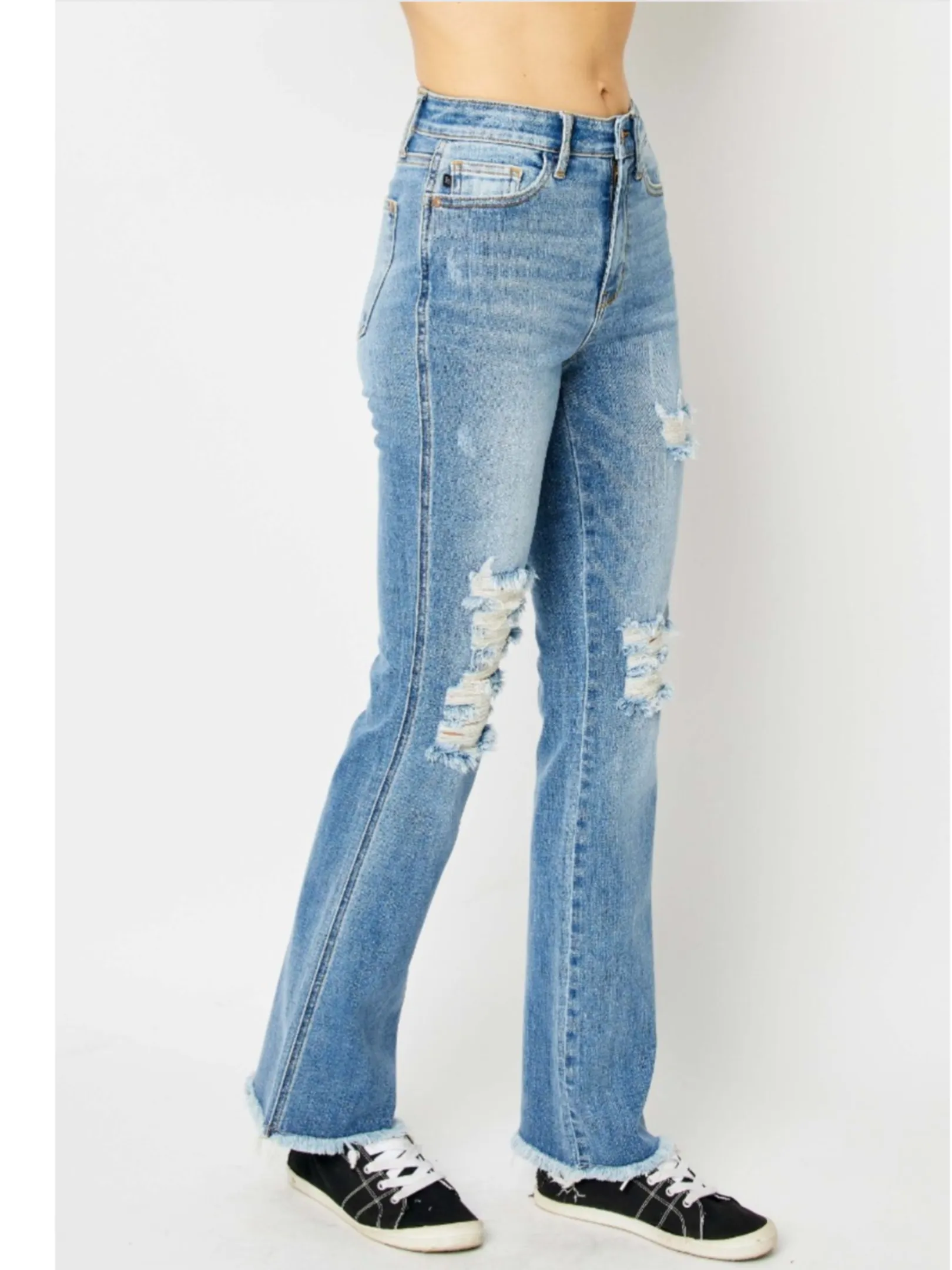 JUDY BLUE HIGH WAIST DESTROY FRAY HEM BOOTCUT