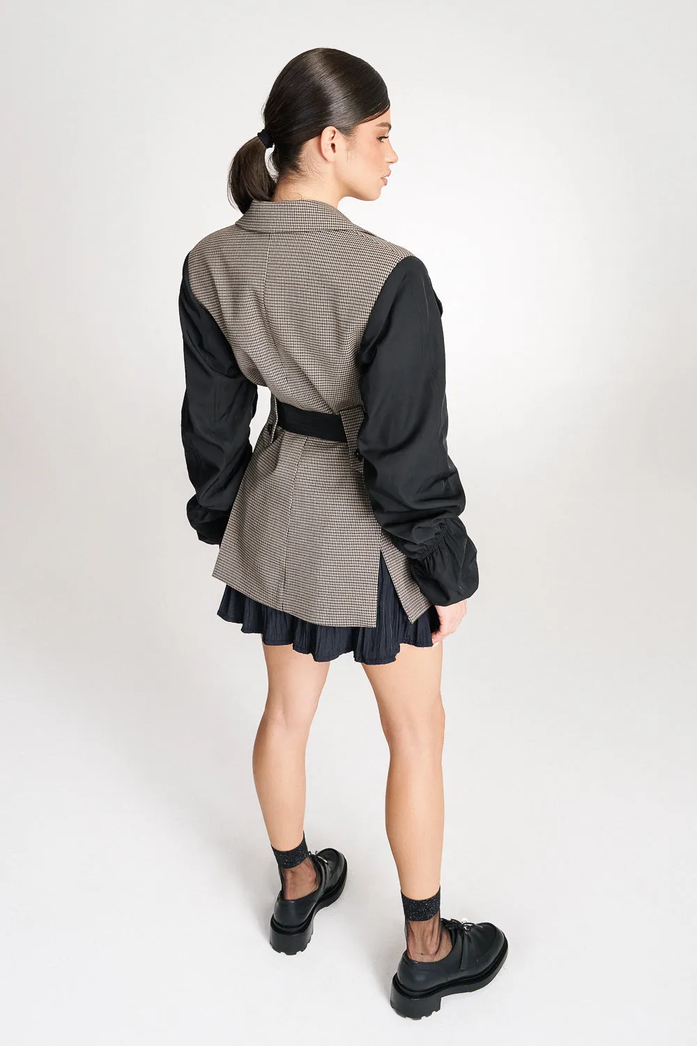 'Kehlani' Oversized Shell-Paneled Cotton-Blend Bomber Blazer