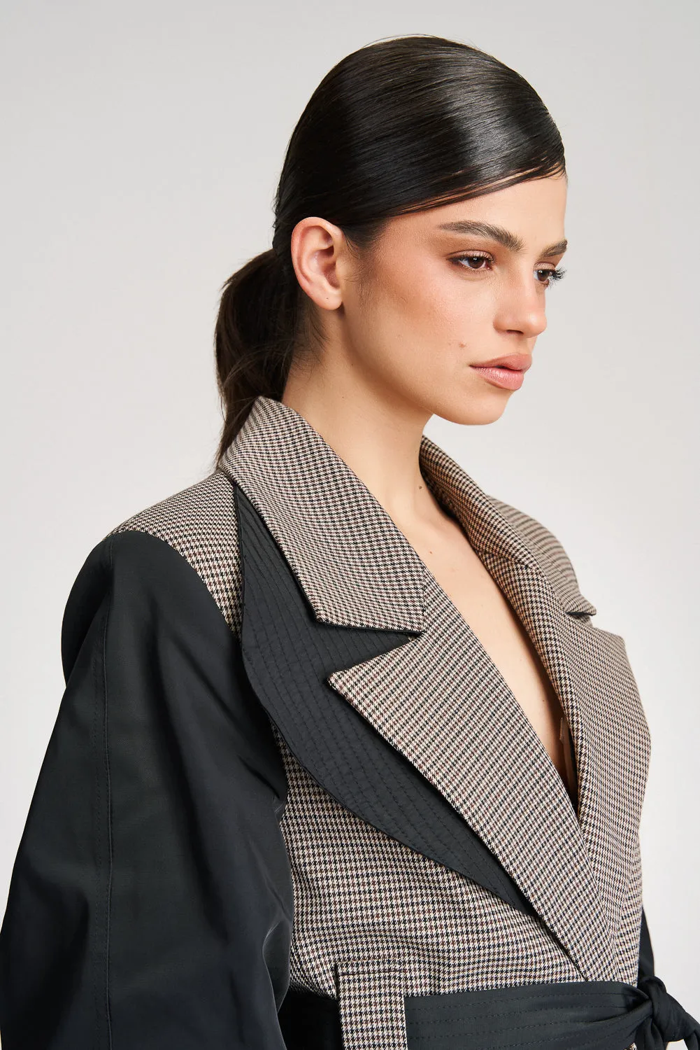 'Kehlani' Oversized Shell-Paneled Cotton-Blend Bomber Blazer