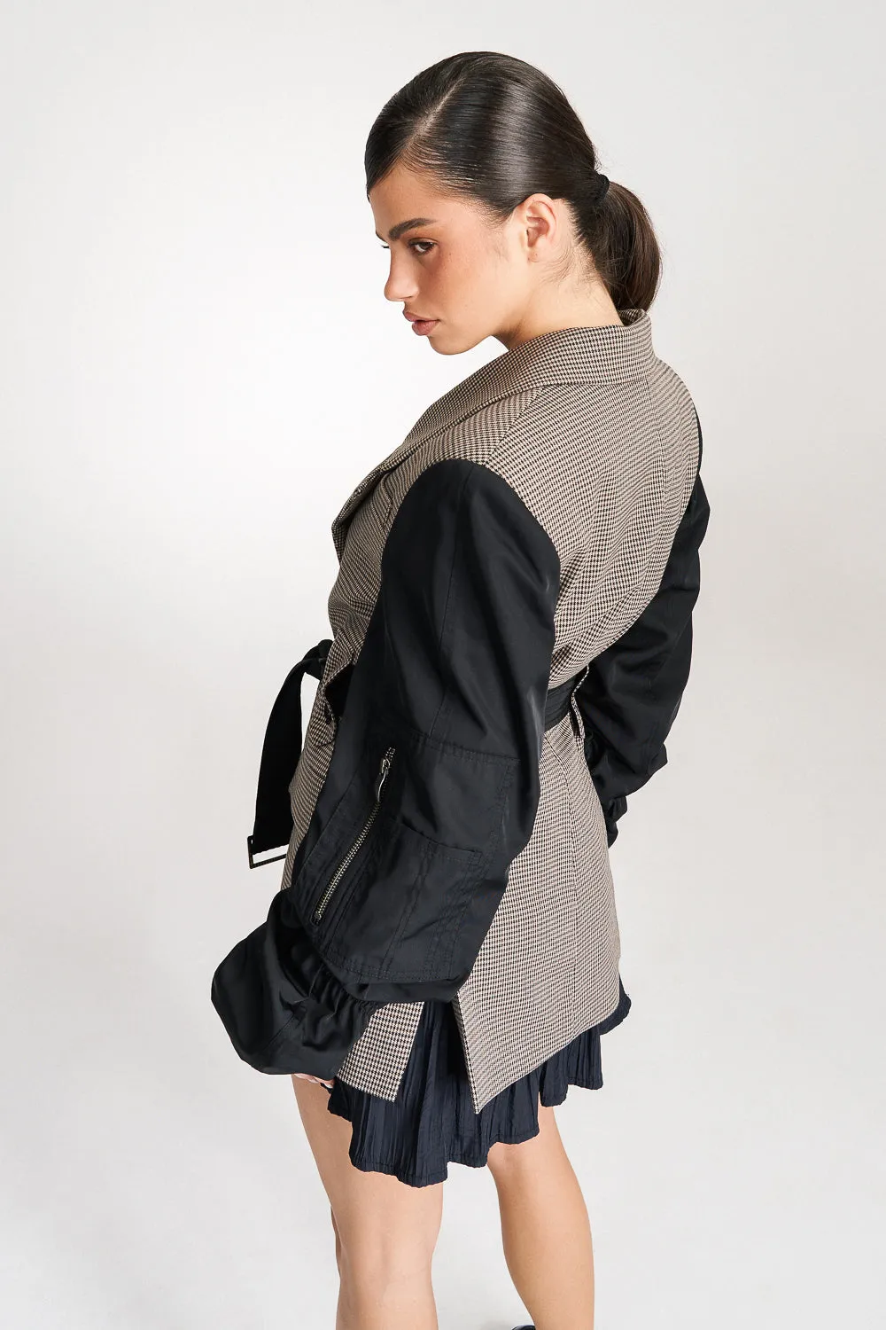 'Kehlani' Oversized Shell-Paneled Cotton-Blend Bomber Blazer