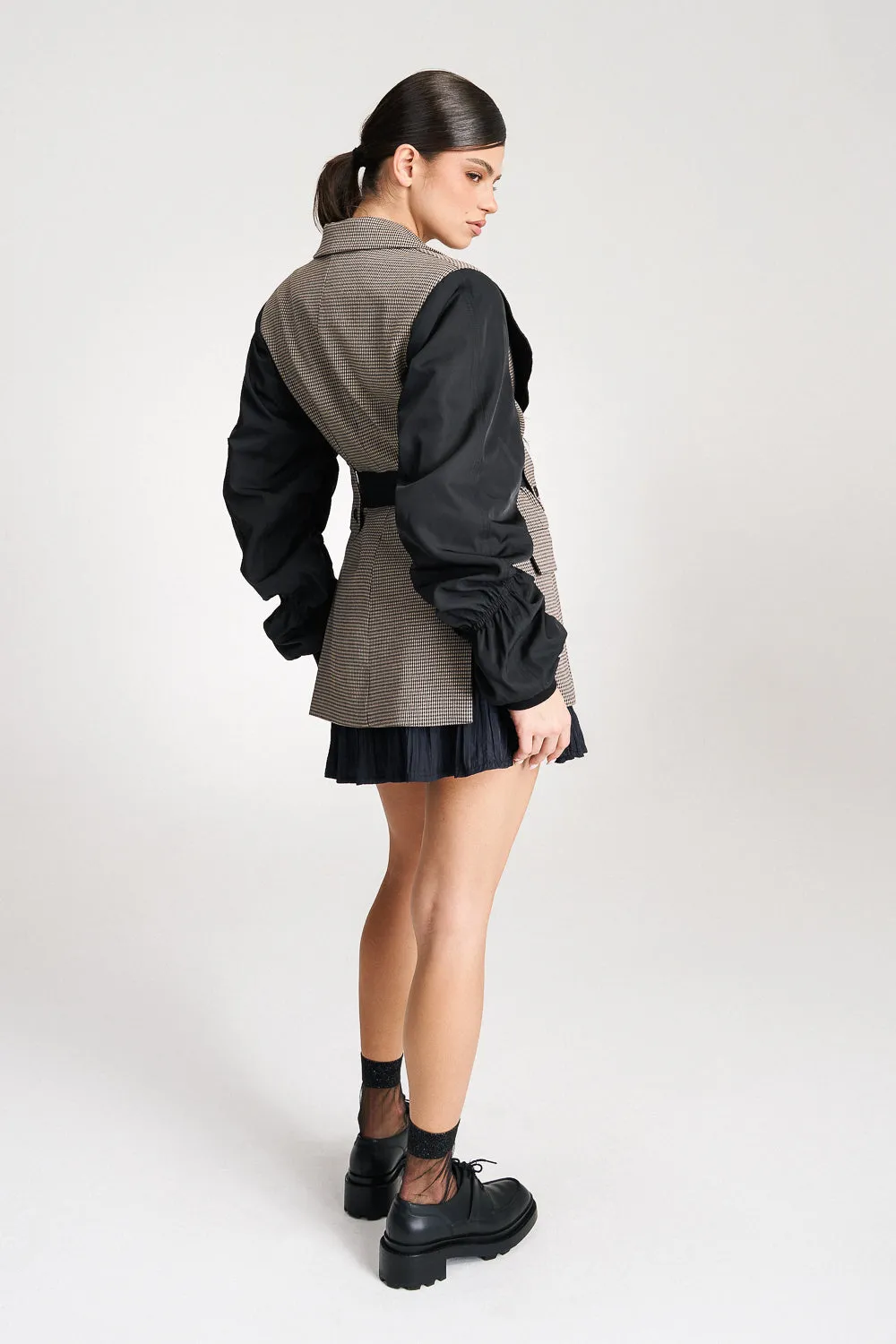 'Kehlani' Oversized Shell-Paneled Cotton-Blend Bomber Blazer