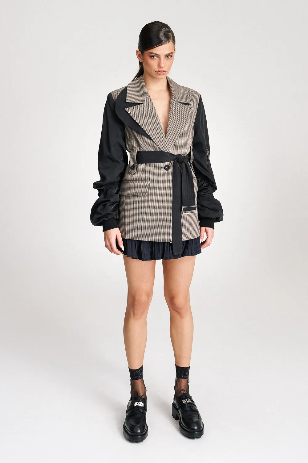 'Kehlani' Oversized Shell-Paneled Cotton-Blend Bomber Blazer