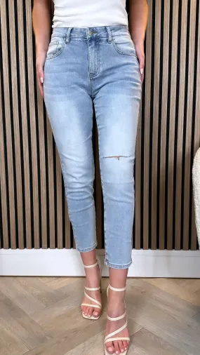 Keke Light Blue Ripped Knee Boyfriend Jeans