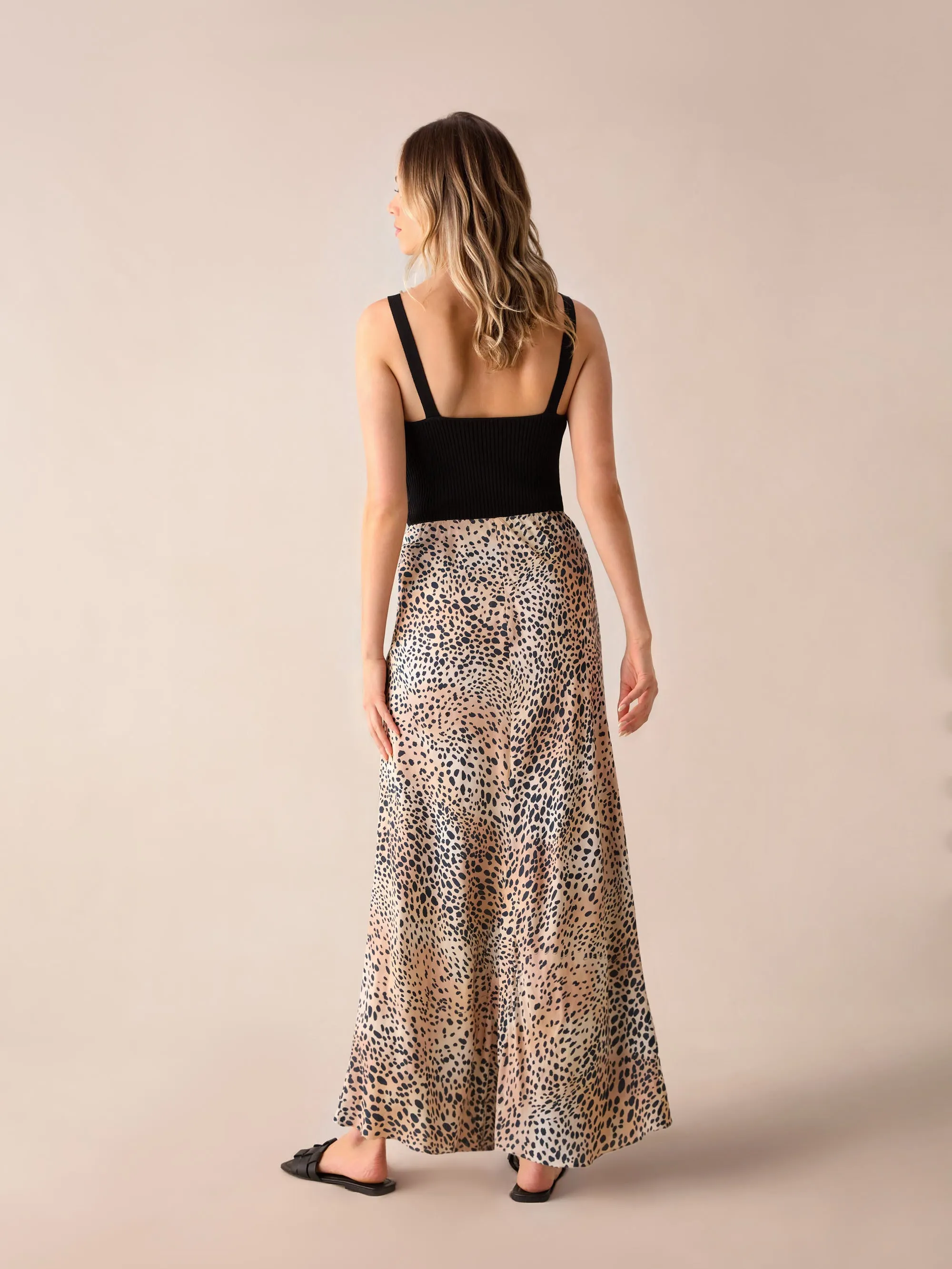 Leopard Print Bias Cut Maxi Skirt