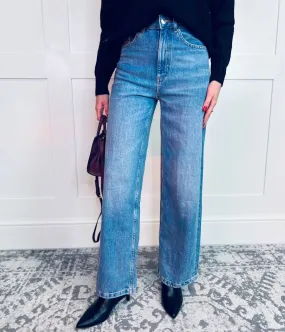 Light Blue Denim Wide Leg Jeans