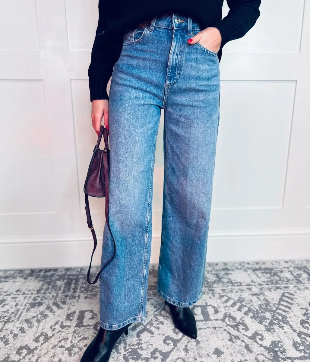 Light Blue Denim Wide Leg Jeans