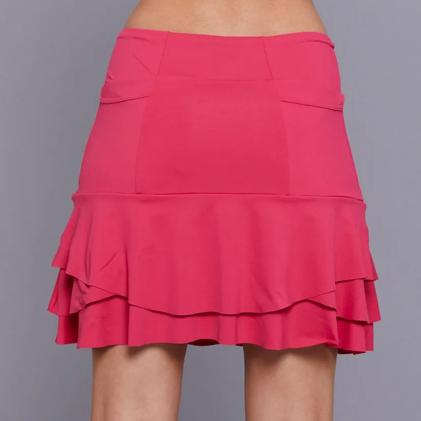 Lush Weave Three Tier 16.5" Skort (coral)