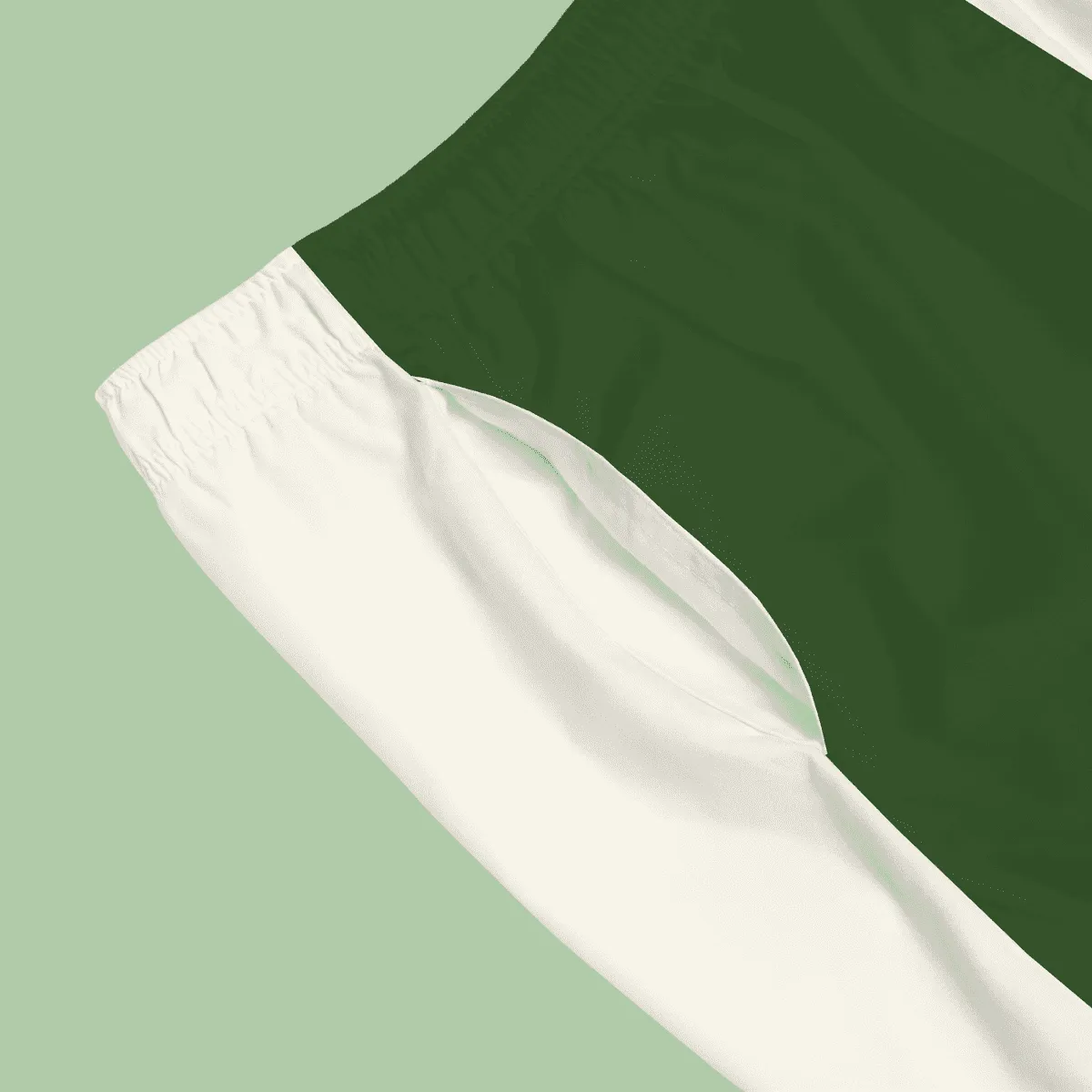 Men's Green And Cream Board Shorts