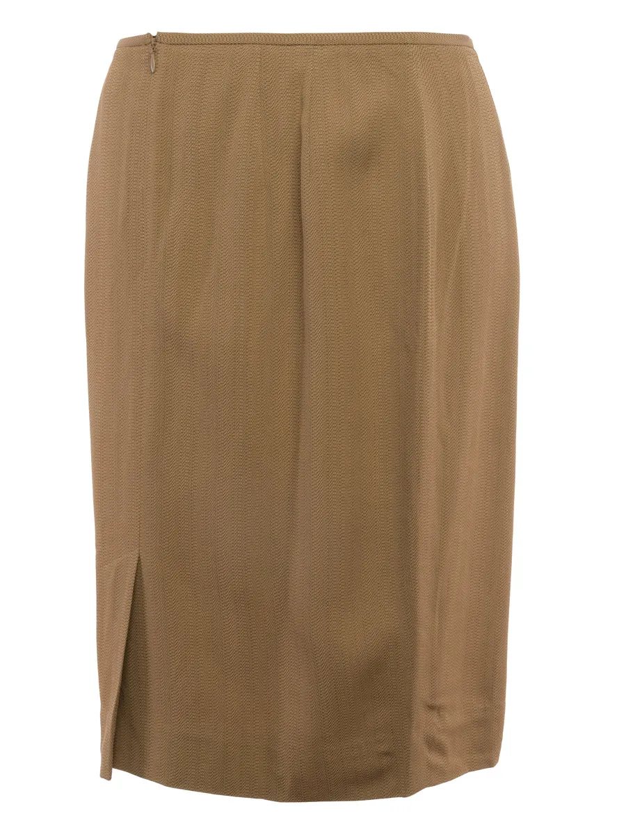 Patterned Brown Maxi Skirt - M