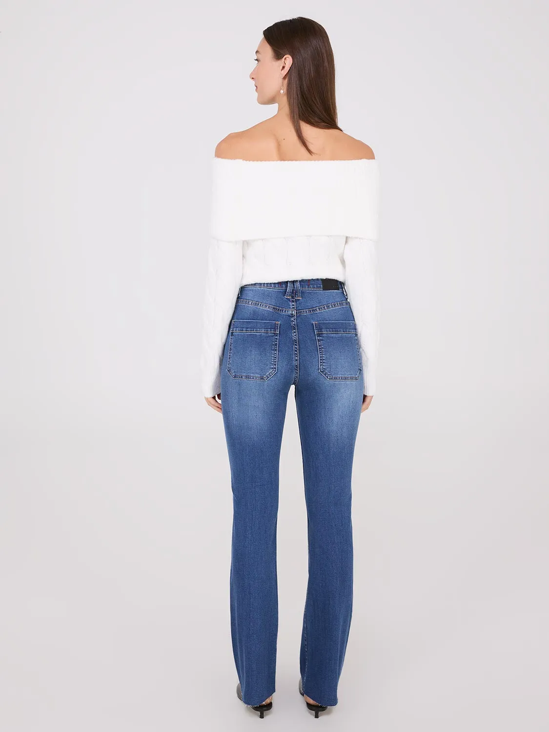 Pintuck Front Bootcut Jeans