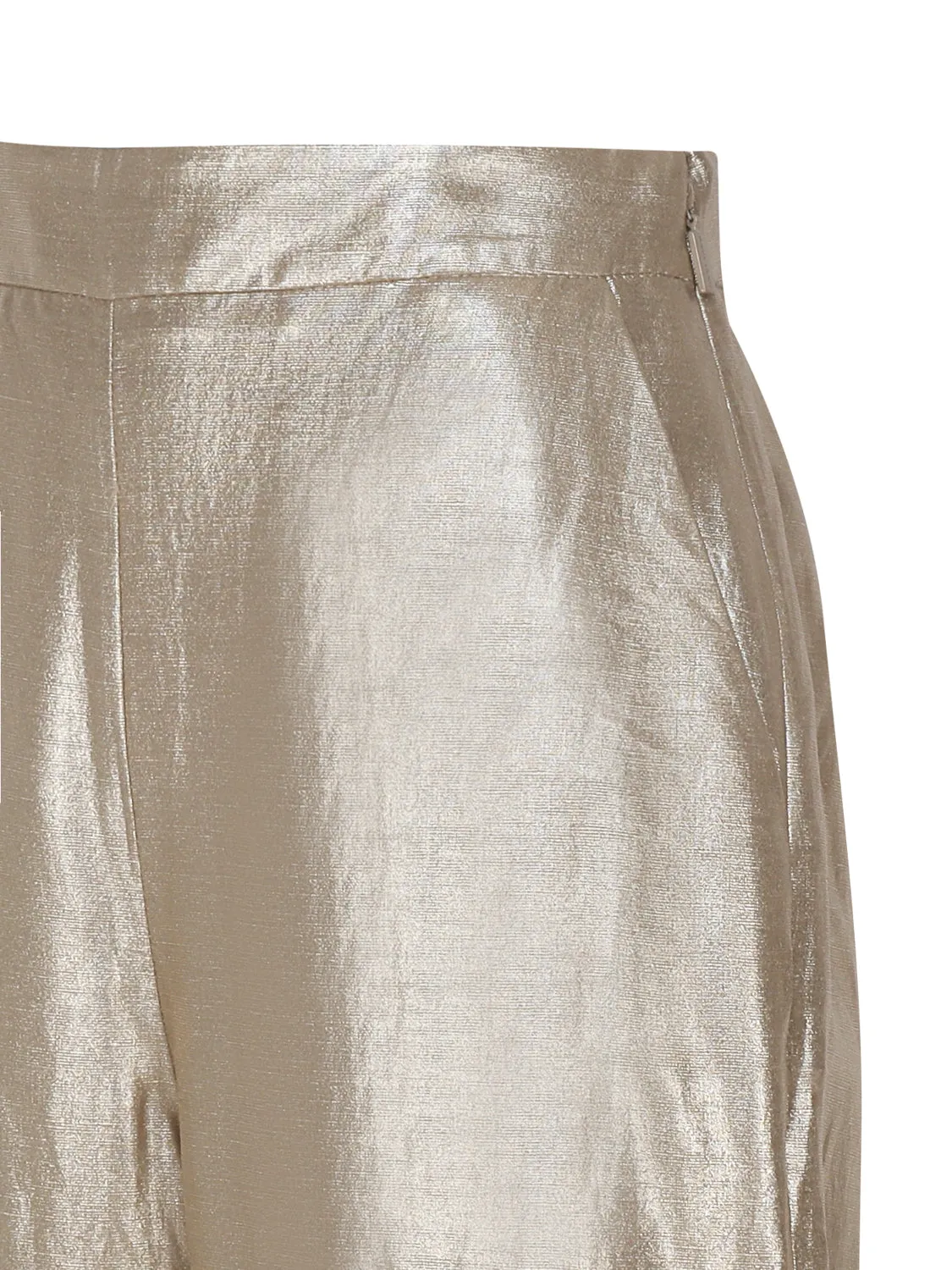 Platinum Metallic High Waist Trousers