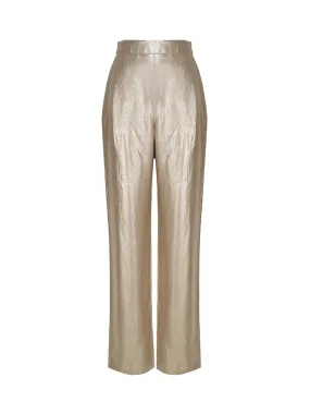 Platinum Metallic High Waist Trousers