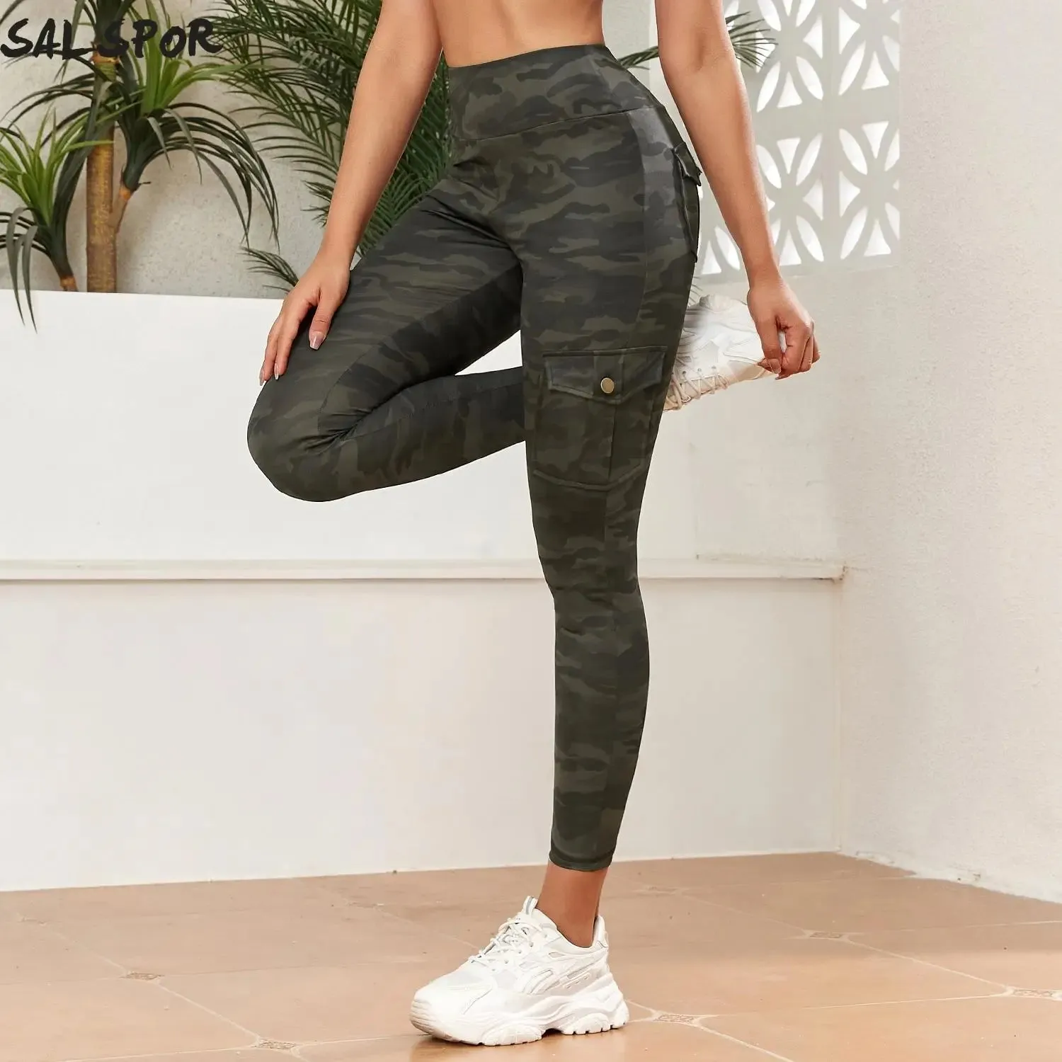 Pocket Yoga Pants Seamless Digital Print Sports Legging High Waist Butt Lifting Fitness Tight Activewear