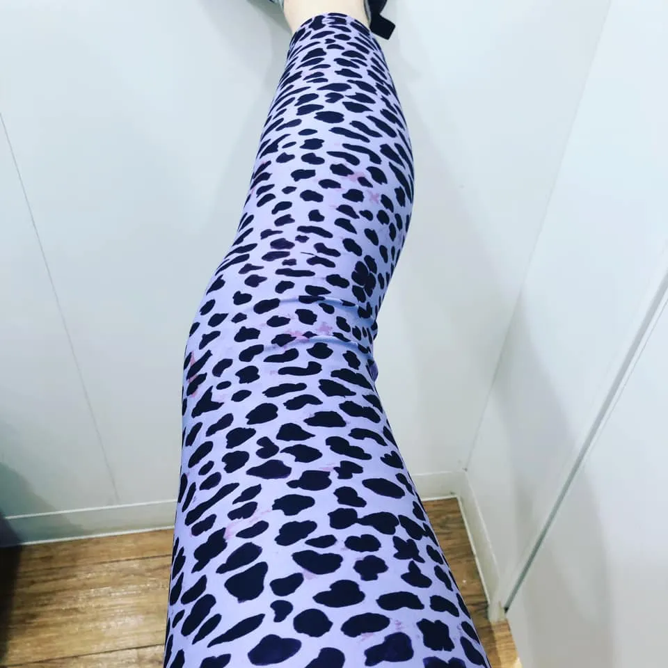 Purple Cheetah Print Yoga Leggings, Leopard Animal Print Women's Yoga Tights-Made in USA/EU