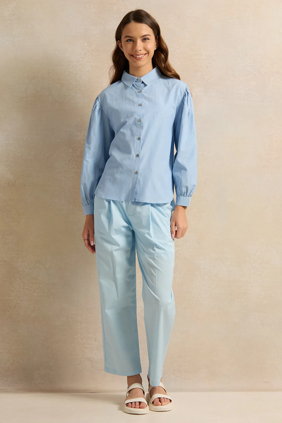 Senior Girls Blue Wide Leg Trousers