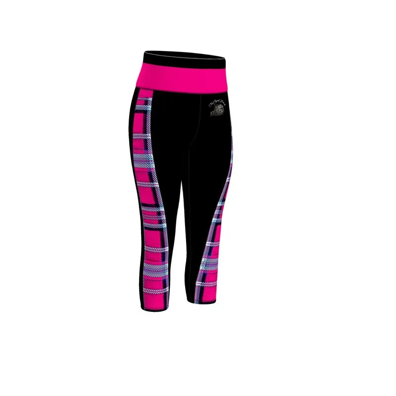 TRP Twisted Patterns 06: Digital Plaid 01-04A Designer Capri Sports Leggings