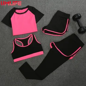 UMLIFE 4 Pieces Women Fitness Yoga Set Bra