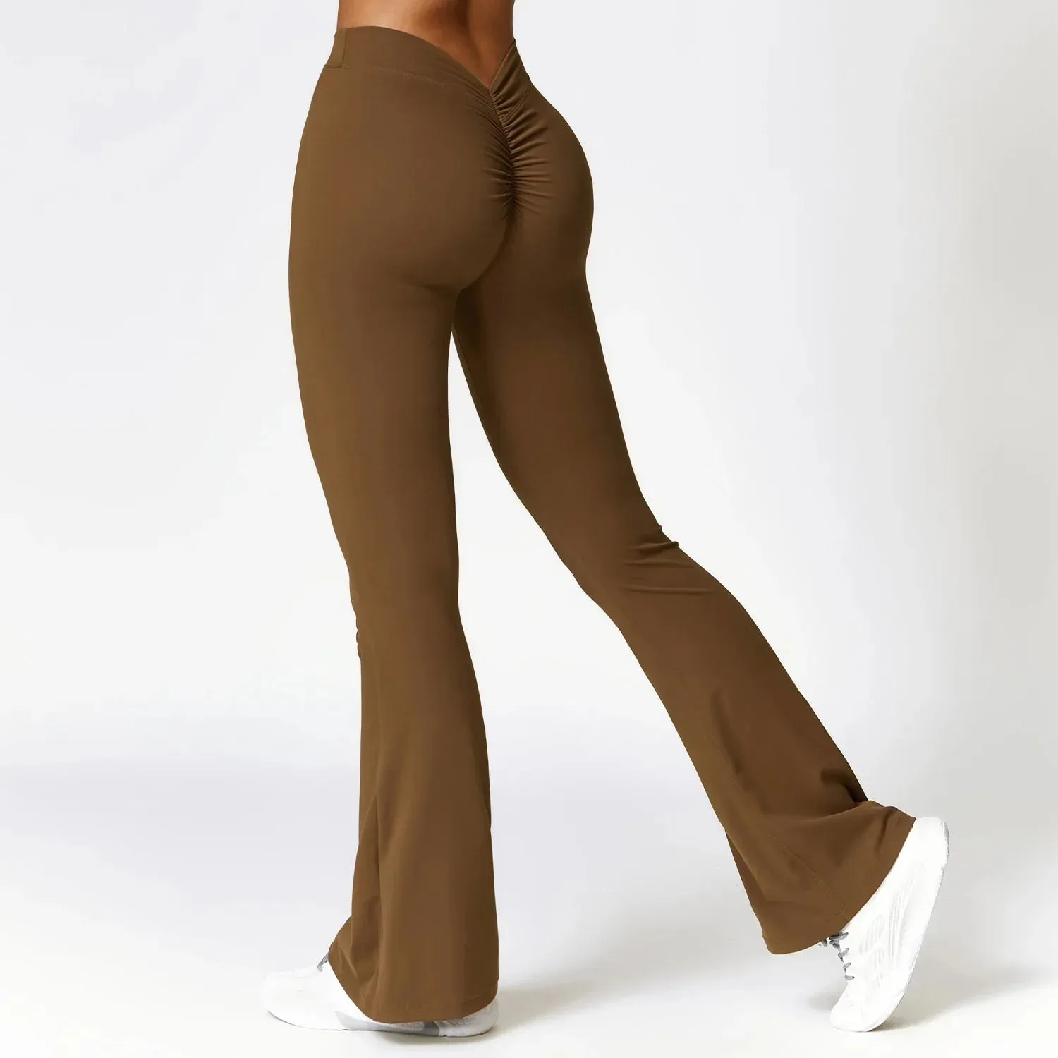 V Back Scrunch High Waist Yoga Flares Pants Push Up Sports Leggings