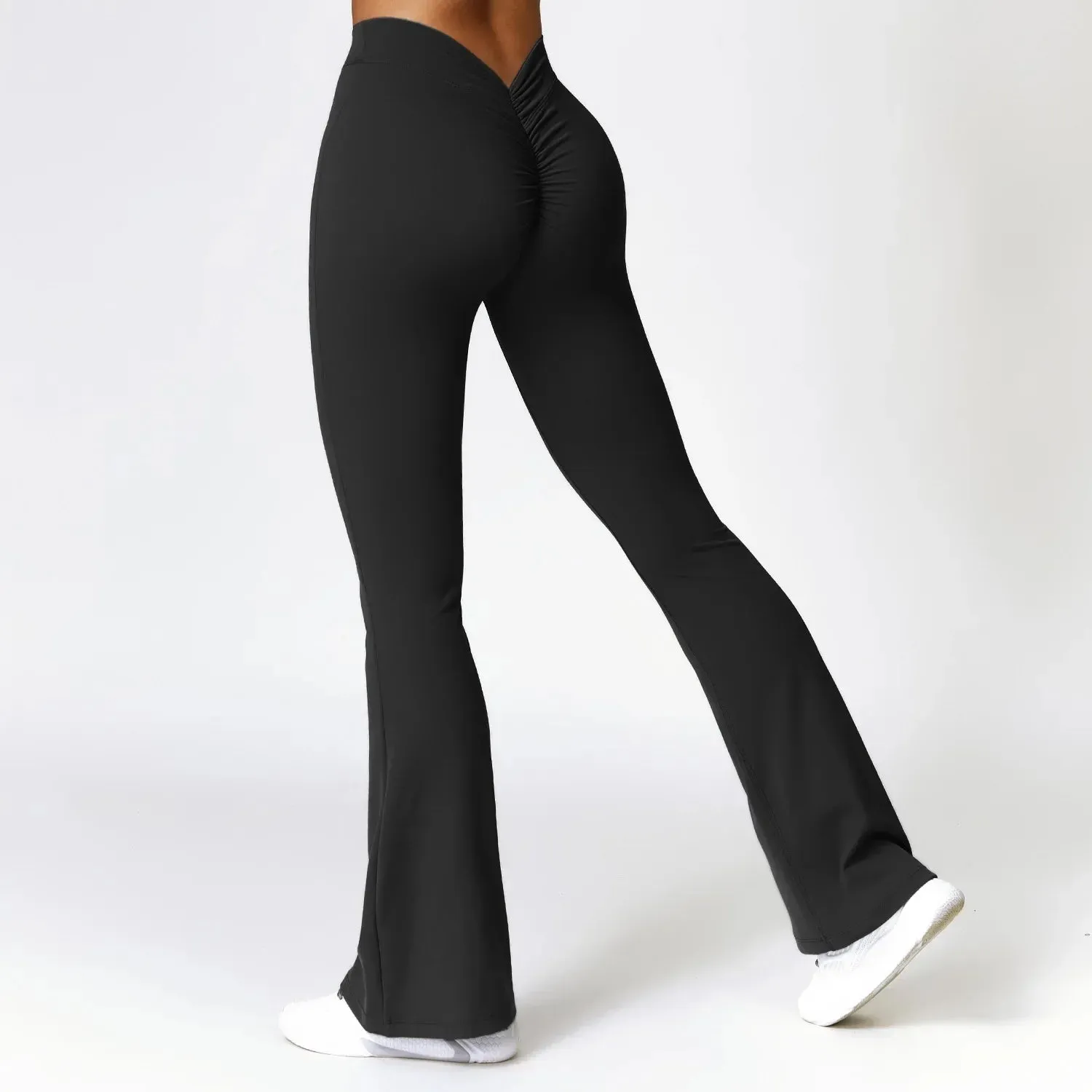 V Back Scrunch High Waist Yoga Flares Pants Push Up Sports Leggings