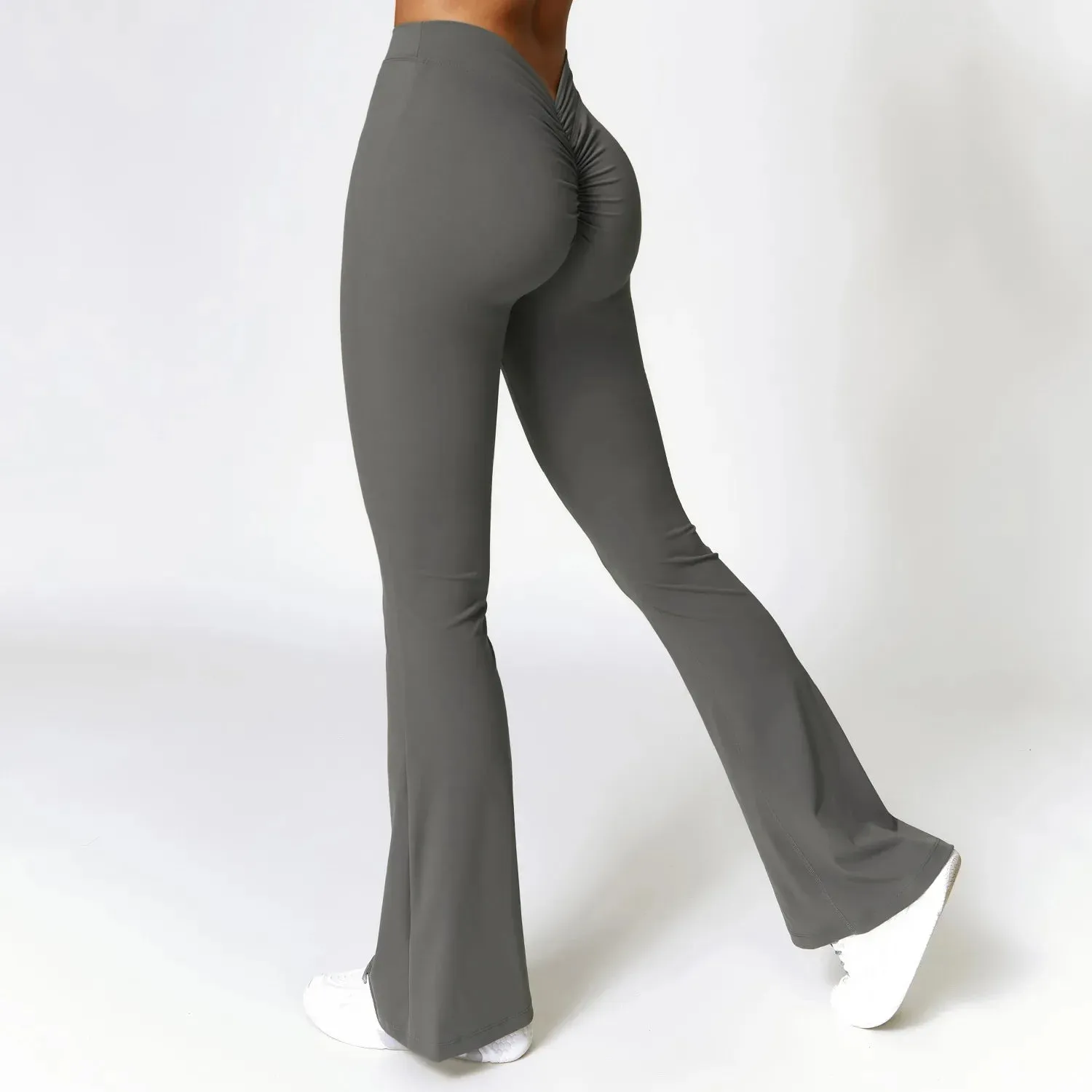 V Back Scrunch High Waist Yoga Flares Pants Push Up Sports Leggings