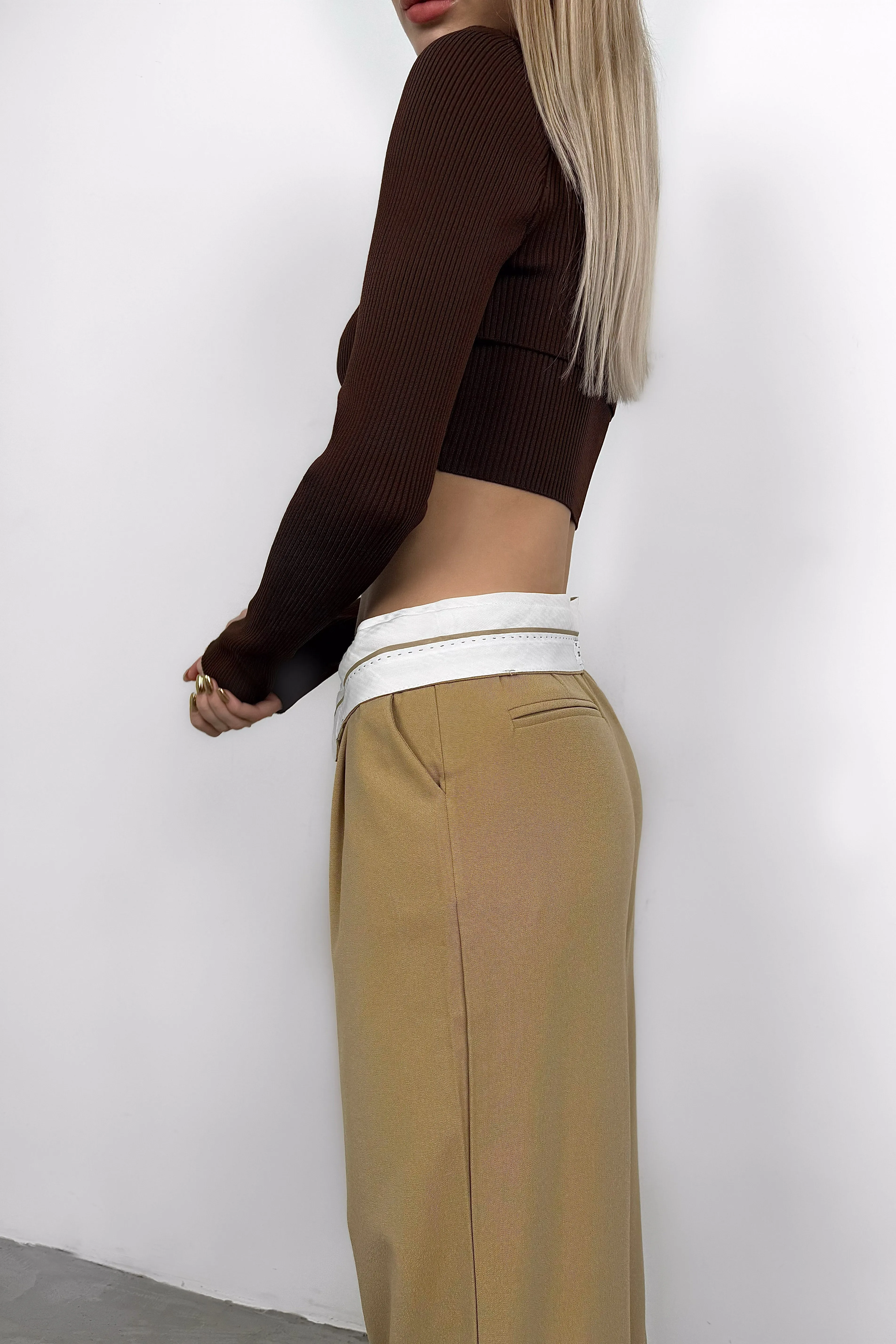 Waist Fold Palazzo Trousers