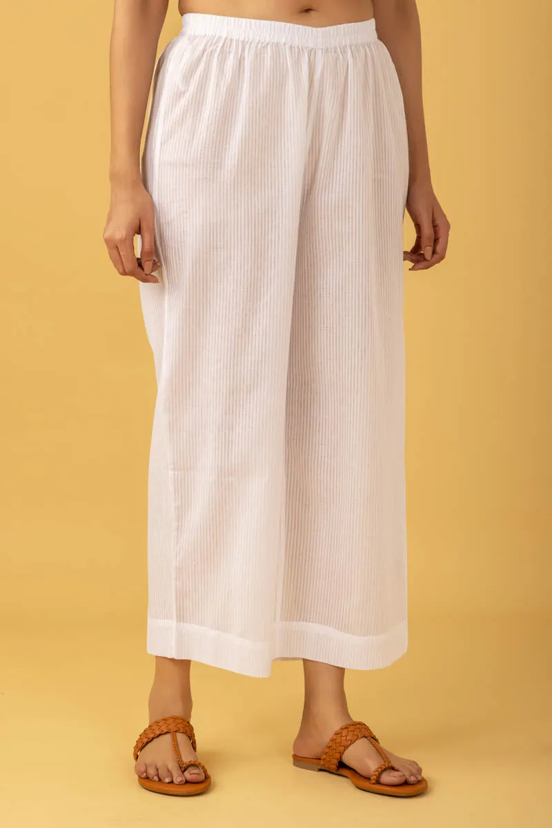 White Wide Leg Trousers