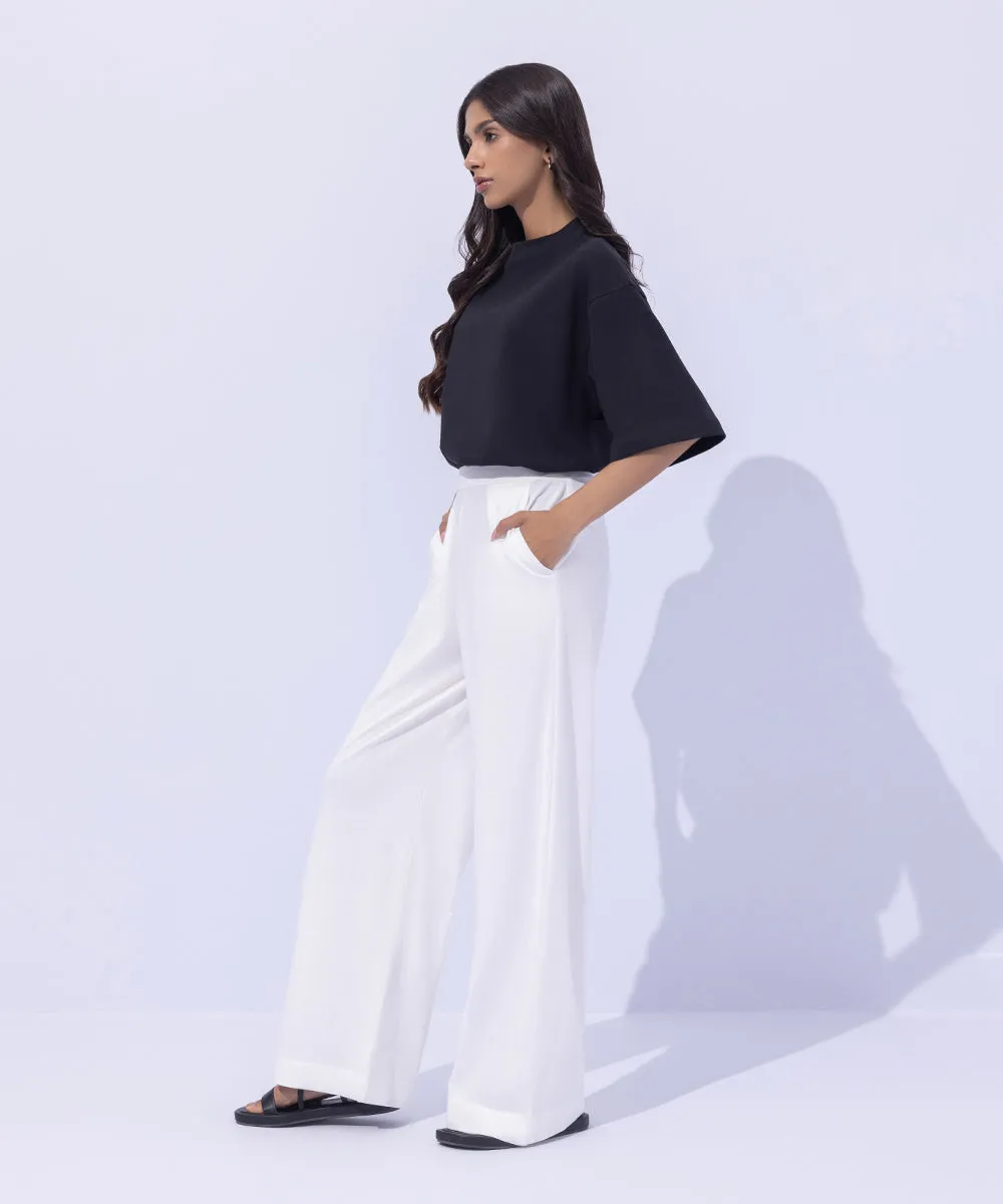 Wide Leg Jersey Trousers