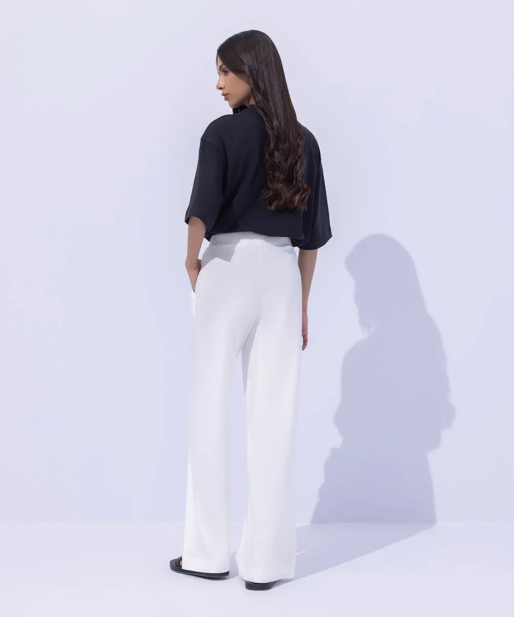 Wide Leg Jersey Trousers