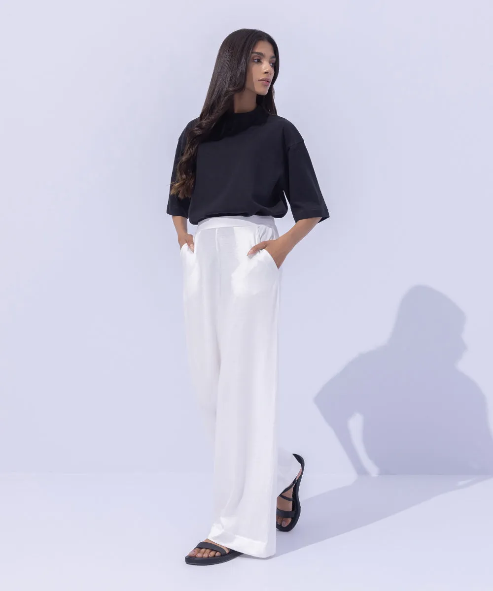 Wide Leg Jersey Trousers