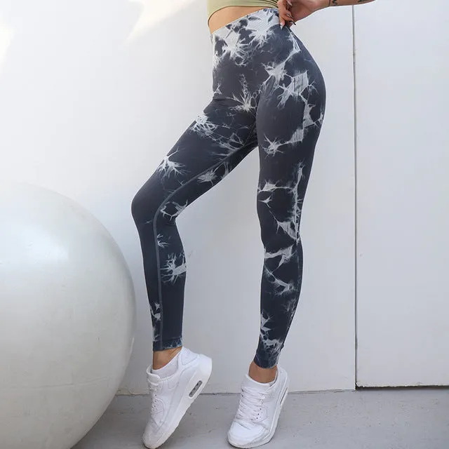 Wjczt Seamless Tie Dye Leggings Women For Fitness Yoga Pants Push Up Workout Sports Legging High Waist Tights Gym Ladies Clothing