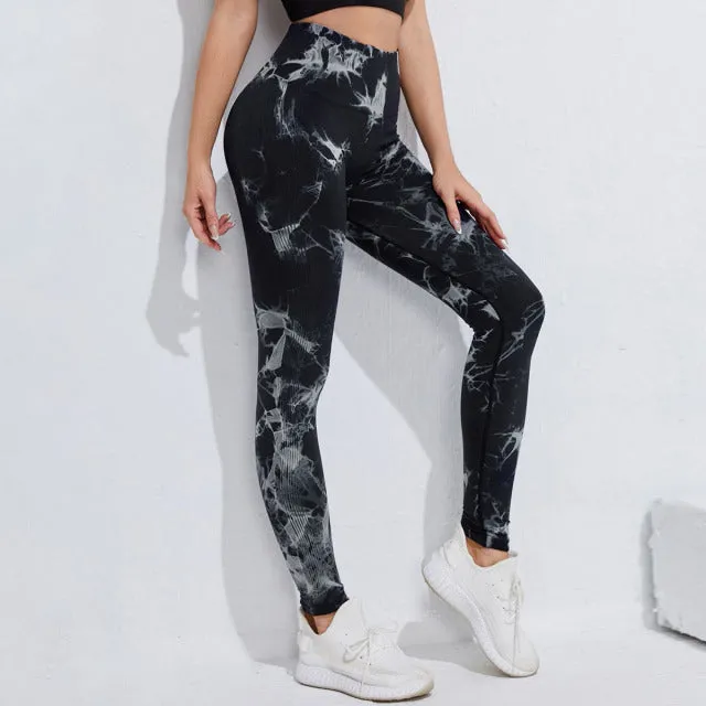 Wjczt Seamless Tie Dye Leggings Women For Fitness Yoga Pants Push Up Workout Sports Legging High Waist Tights Gym Ladies Clothing