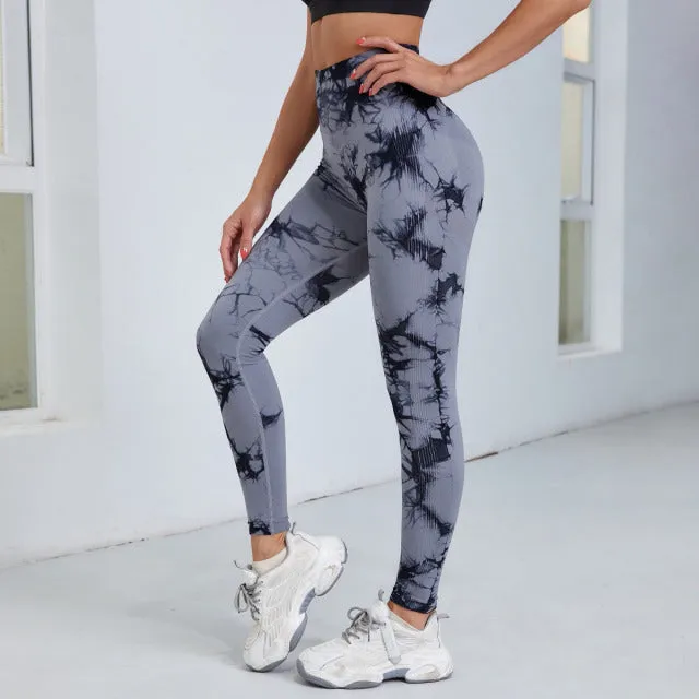 Wjczt Seamless Tie Dye Leggings Women For Fitness Yoga Pants Push Up Workout Sports Legging High Waist Tights Gym Ladies Clothing