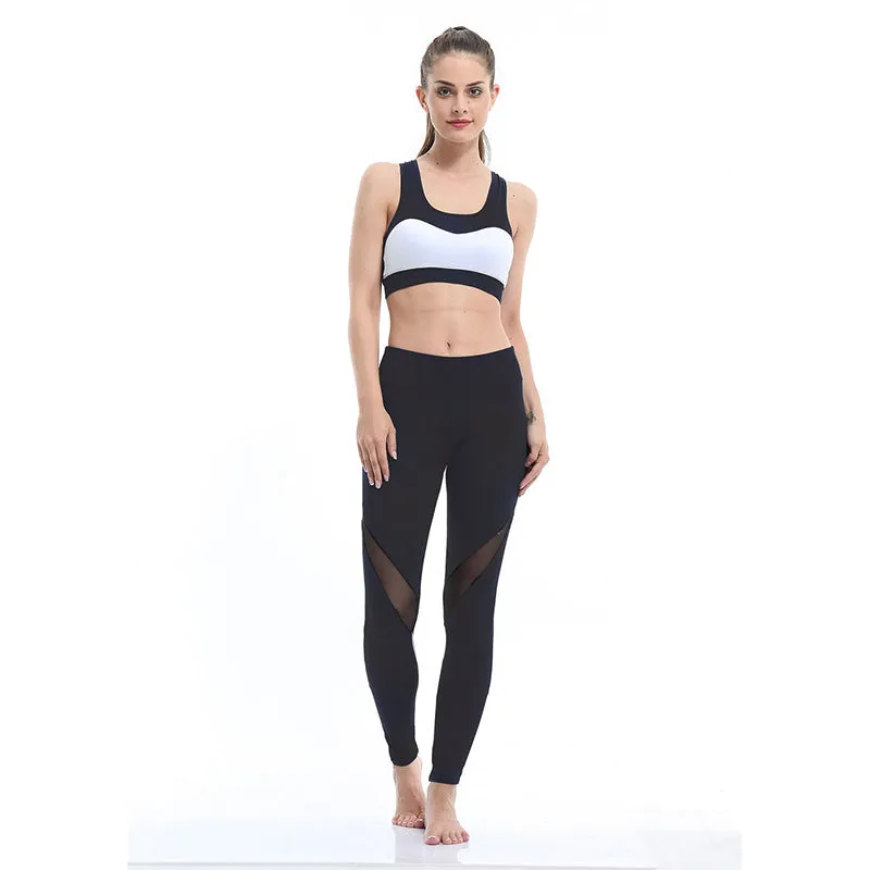 Wjczt Stretchy Mesh Patchwork Black Leggings Women High Waist Fitness Sports Yoga Pants Sexy Casual Hip Lift Gym Push Up Workout Tight