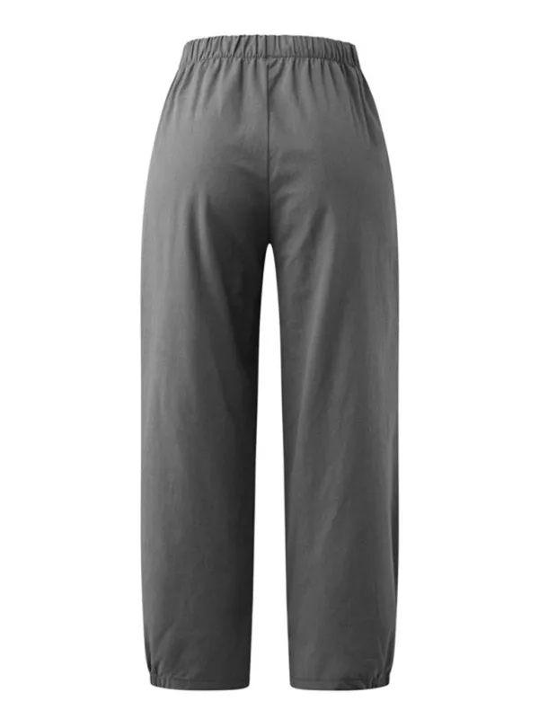 Women's Crop Wide Leg Linen Trousers