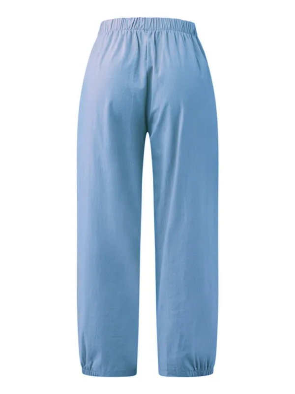 Women's Crop Wide Leg Linen Trousers