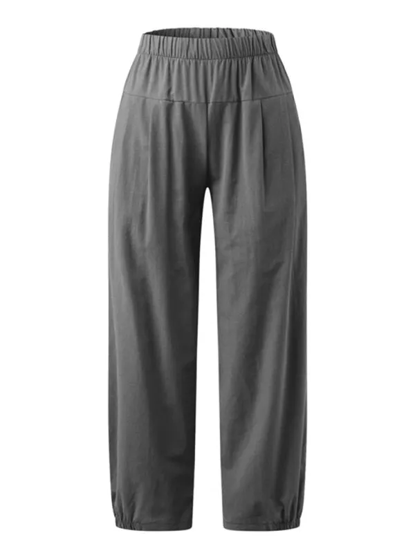 Women's Crop Wide Leg Linen Trousers