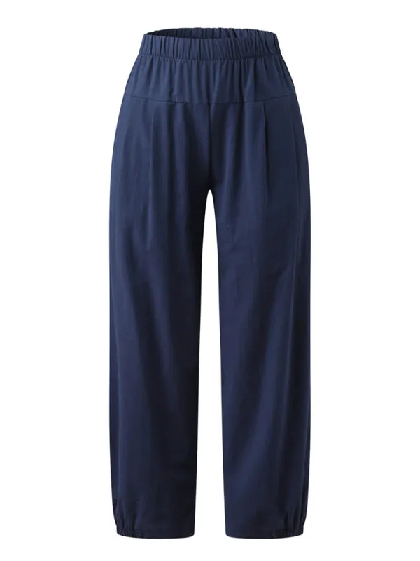 Women's Crop Wide Leg Linen Trousers