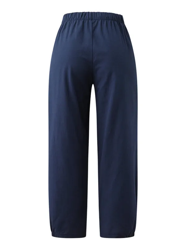 Women's Crop Wide Leg Linen Trousers