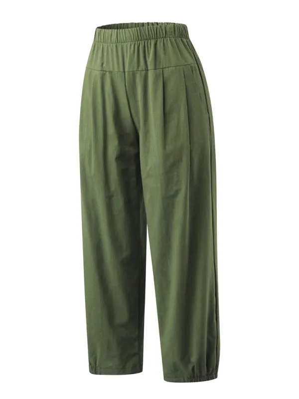 Women's Crop Wide Leg Linen Trousers