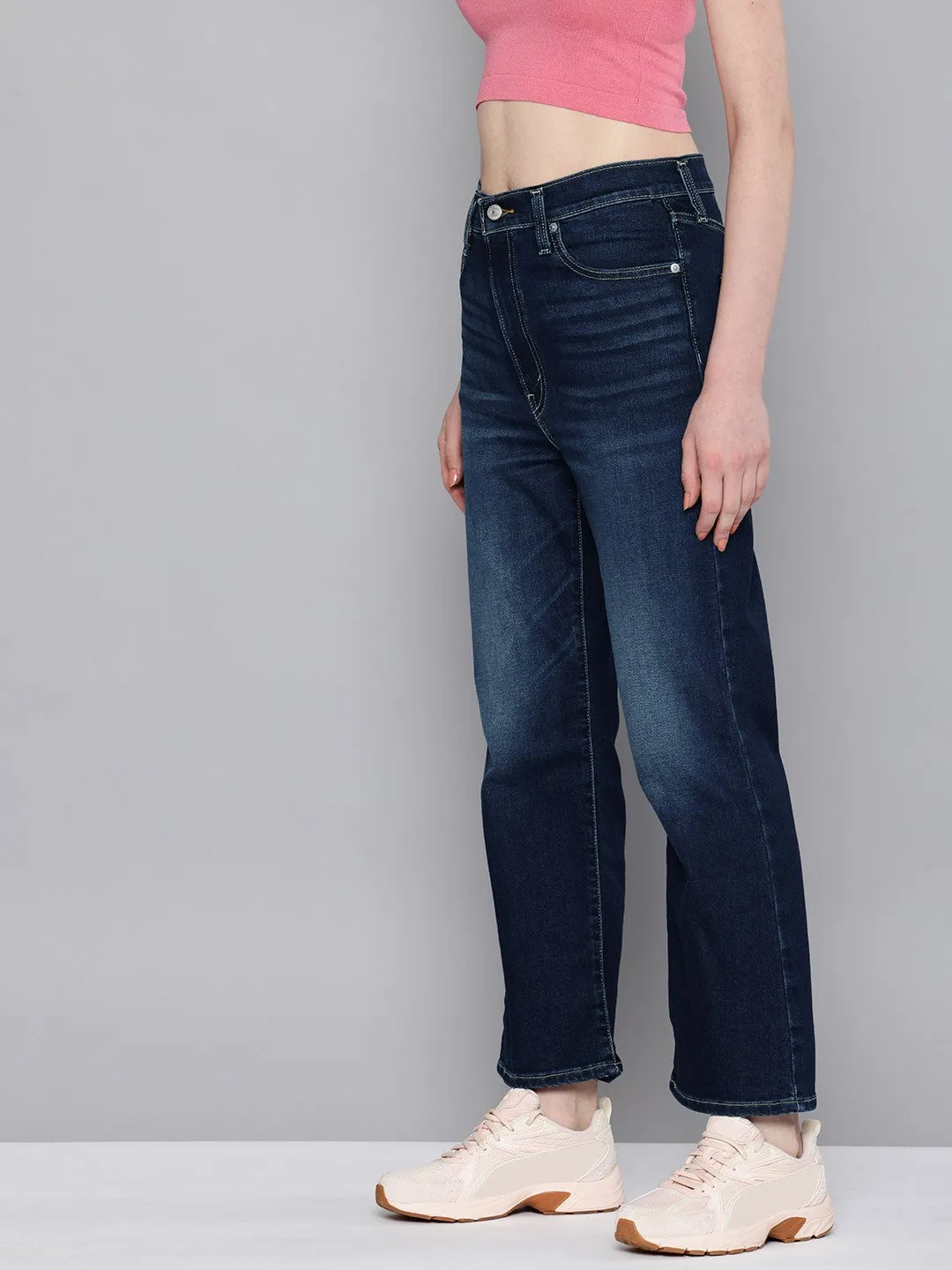 Women's High Rise Ribcage Crop Indigo Bootcut Jeans